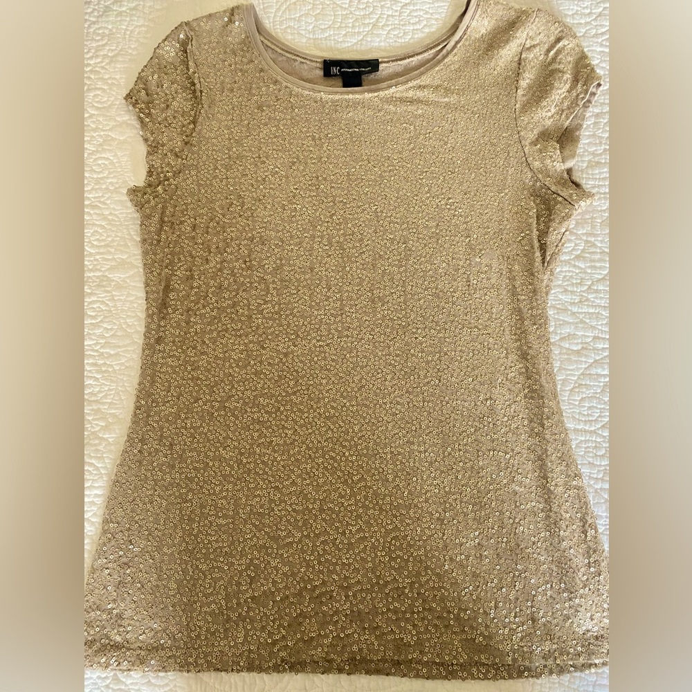INC small sequined gold summer top.